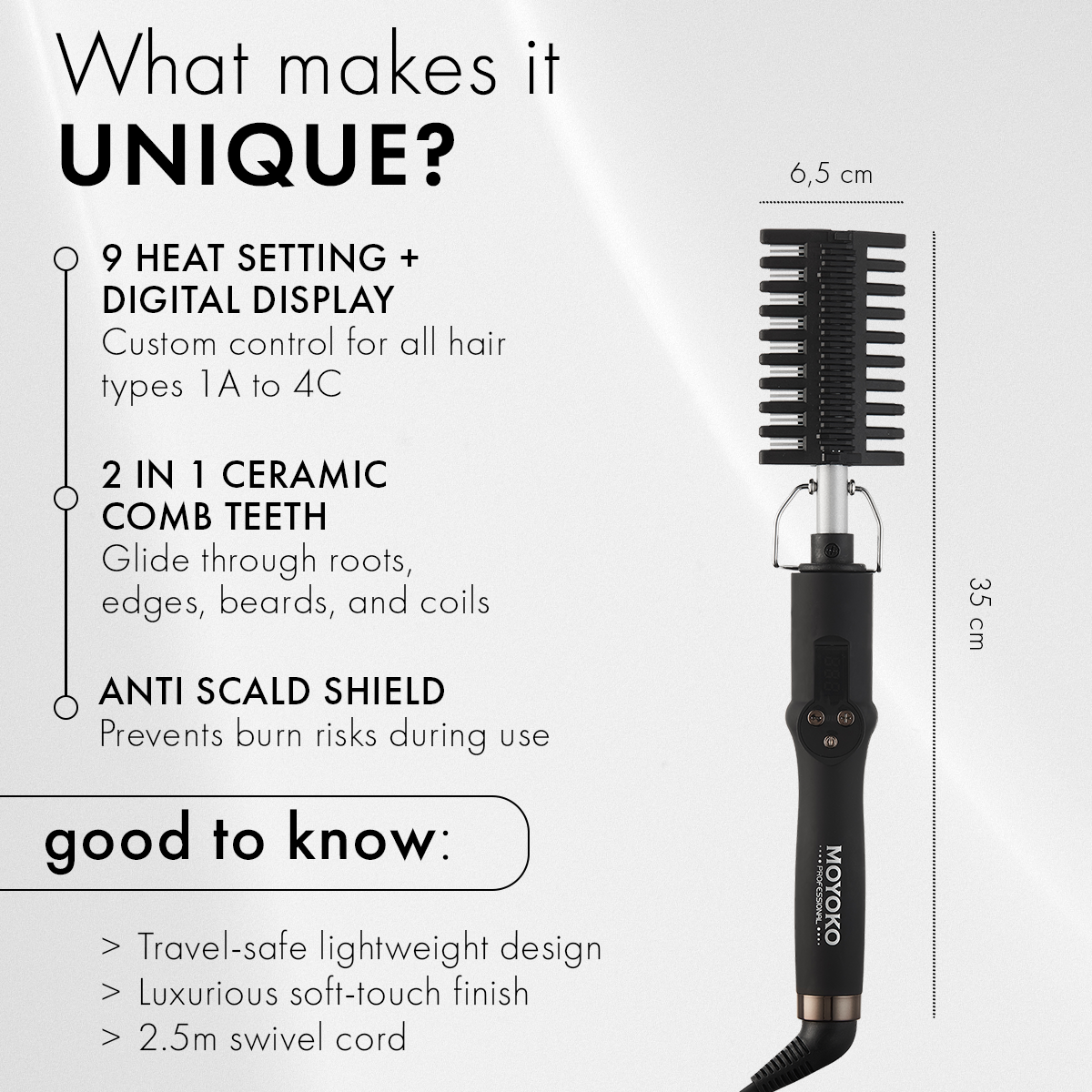 Moyoko Luxe Crown Hot Comb | Black