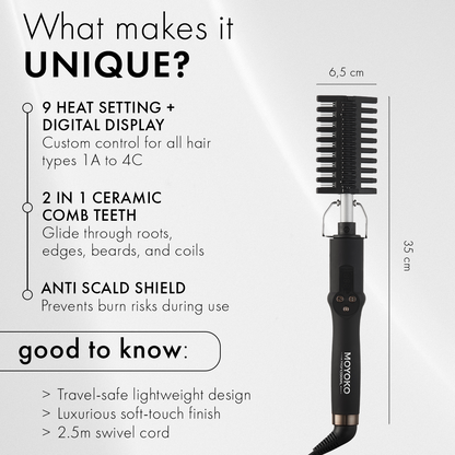 Moyoko Luxe Crown Hot Comb | Black