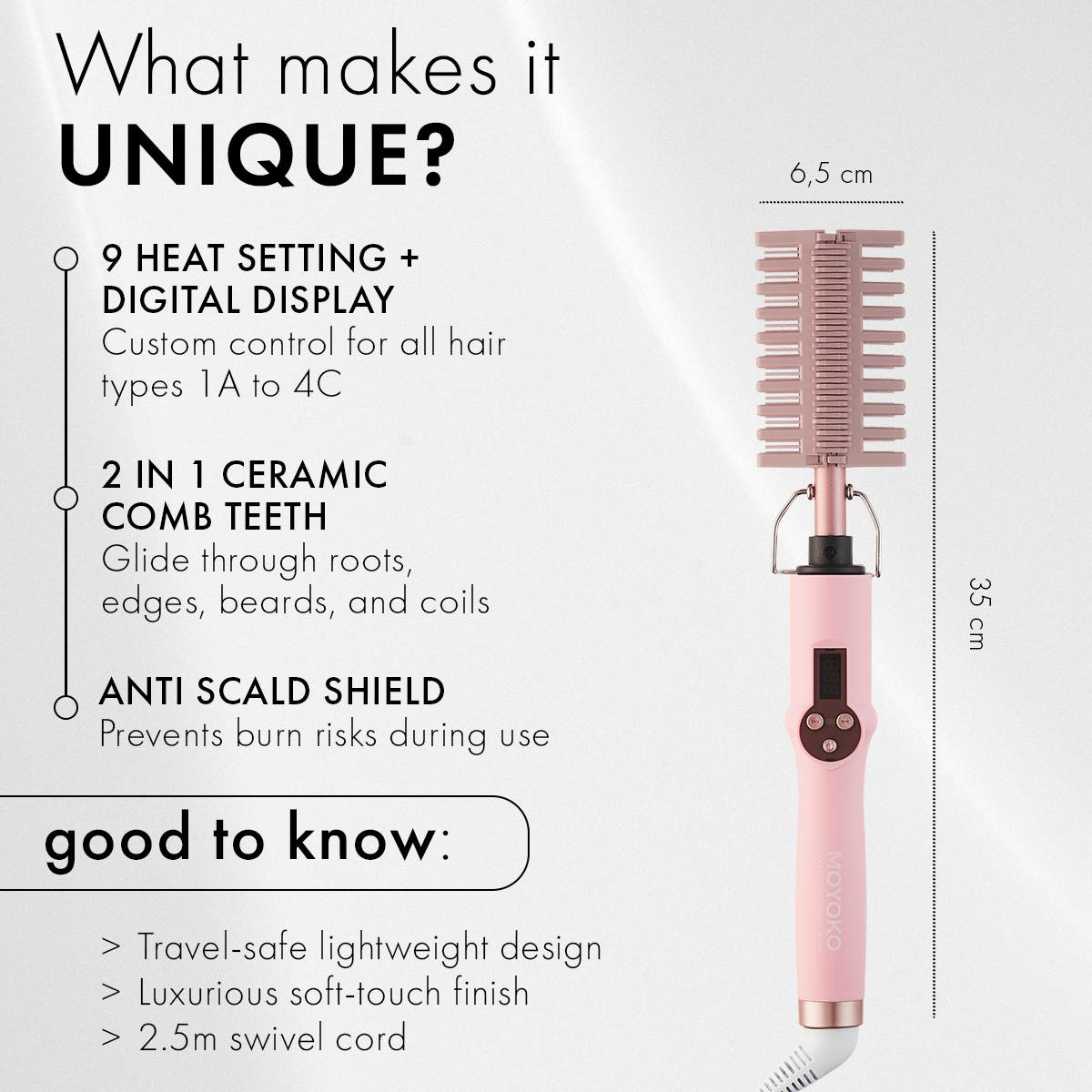 Moyoko Luxe Crown Hot Comb | Pink