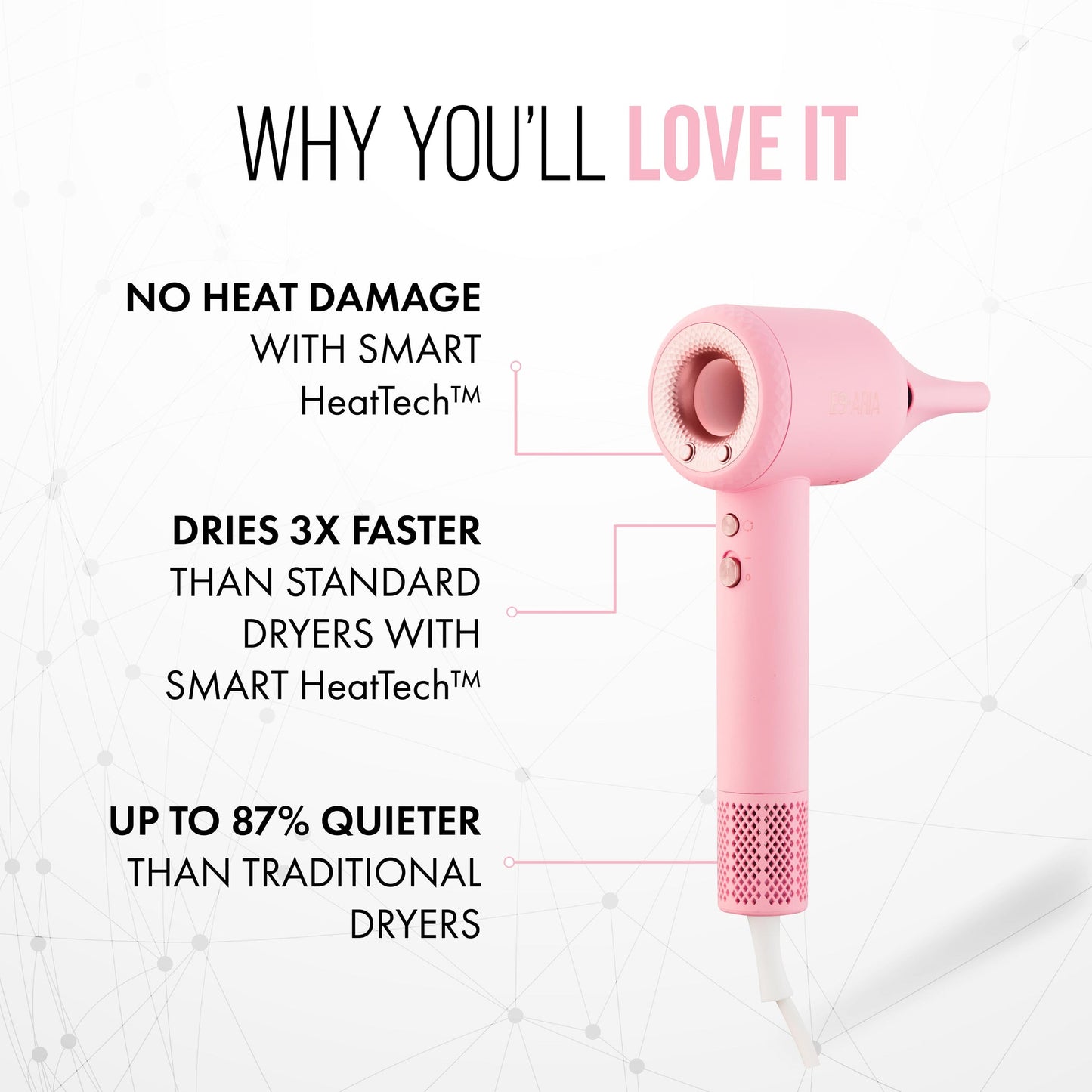 Aria E9 Hairdryer | Pink