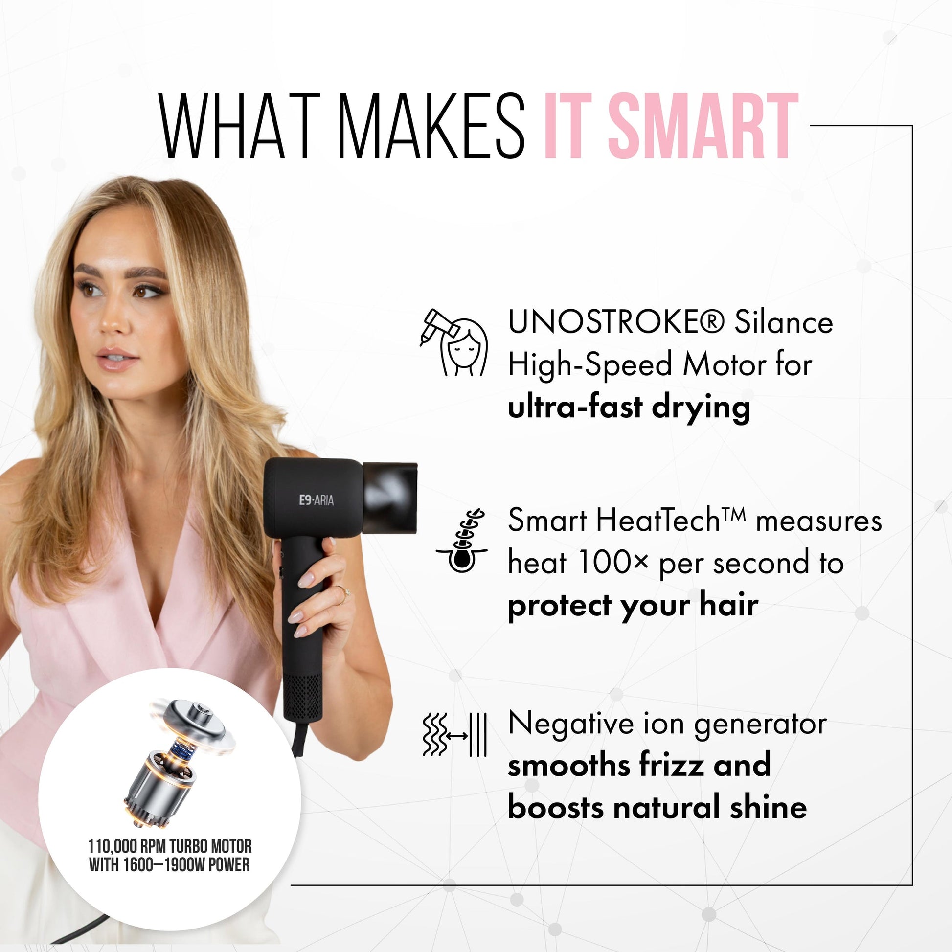 Aria E9 Hairdryer | Pink